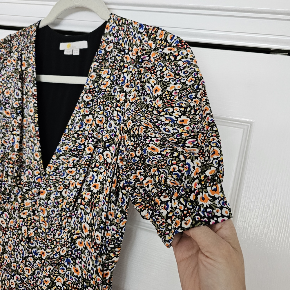 BODEN Black Floral Midi Dress - Picture 7 of 9